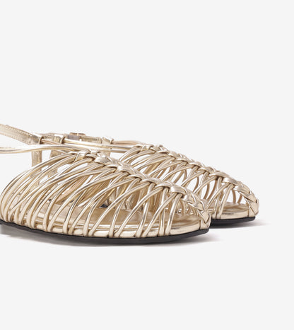 Interlace Slingback Sandals - Gold