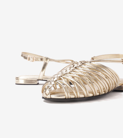 Interlace Slingback Sandals - Gold
