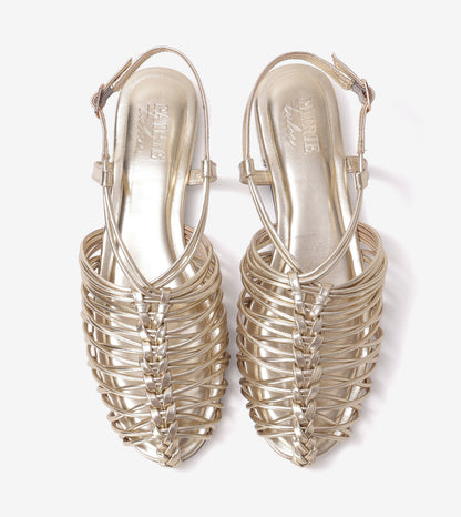 Interlace Slingback Sandals - Gold