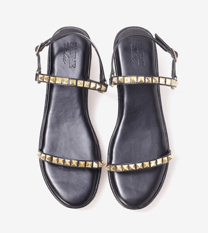 Studded Espadrille Wedges - Black