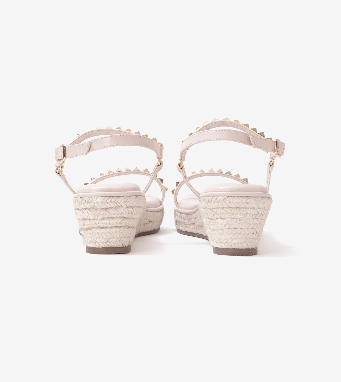 Studded Espadrille Wedges - Light Cream