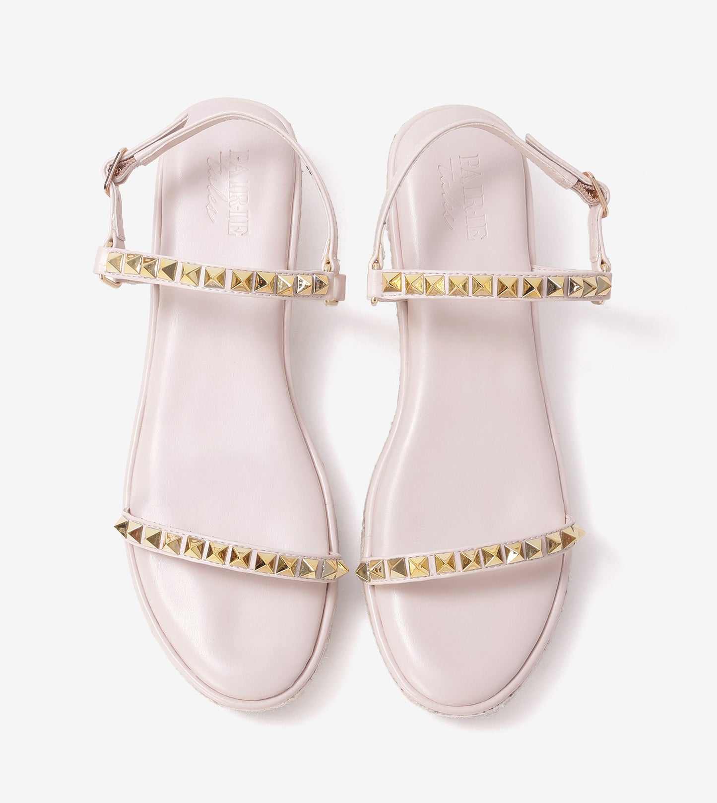 Studded Espadrille Wedges - Light Cream