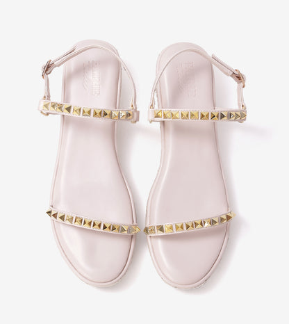 Studded Espadrille Wedges - Light Cream