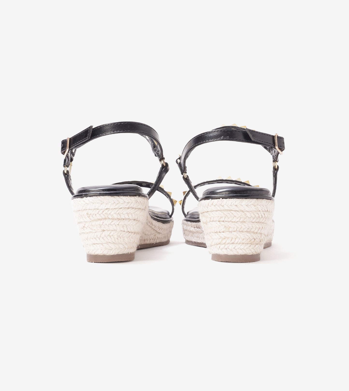 Studded Espadrille Wedges - Black