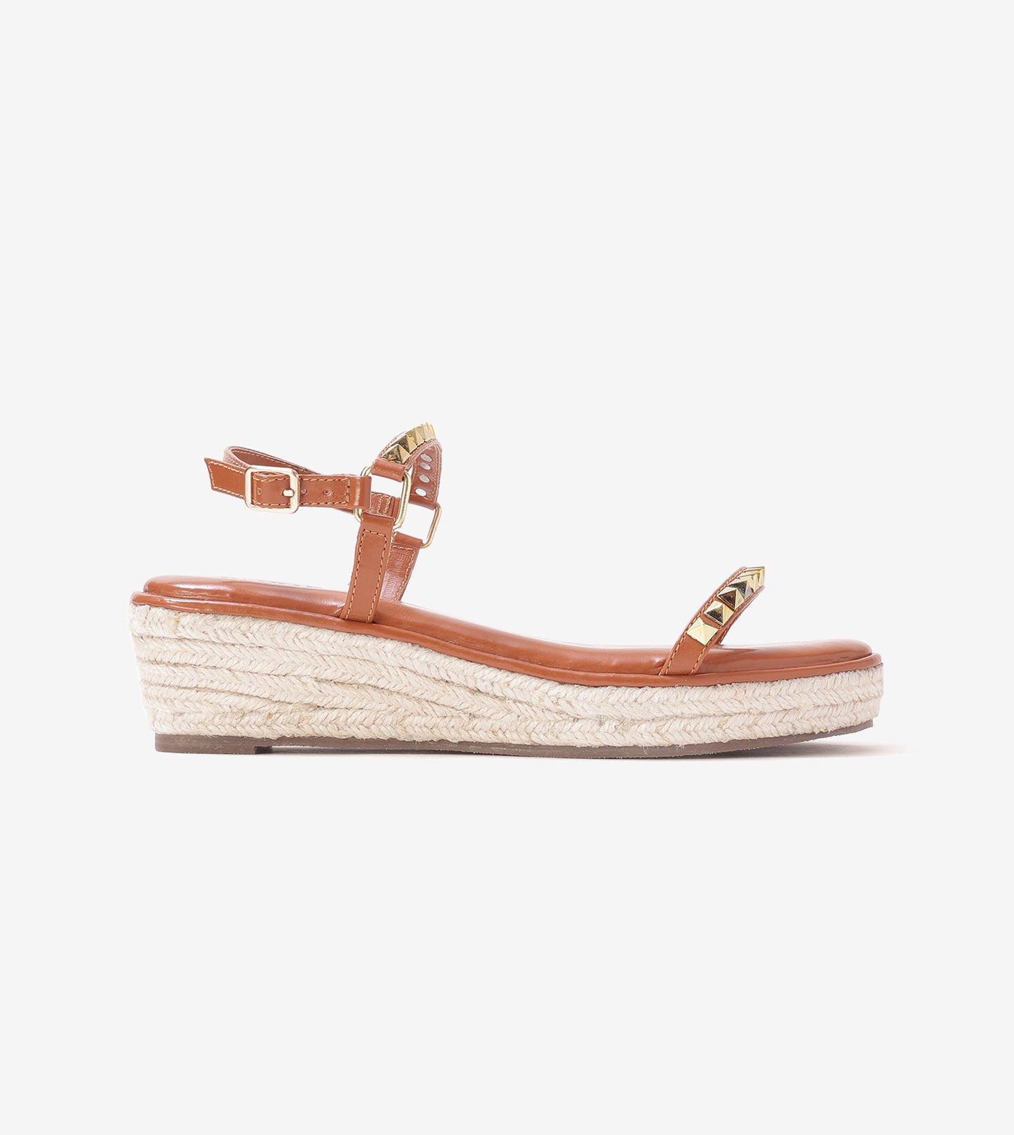 Studded Espadrille Wedges - Tan