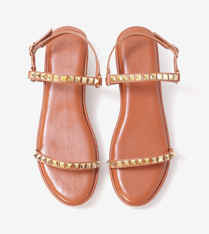 Studded Espadrille Wedges - Tan