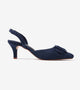 Slingback Pointed Toe buckle detail heels - Navy
