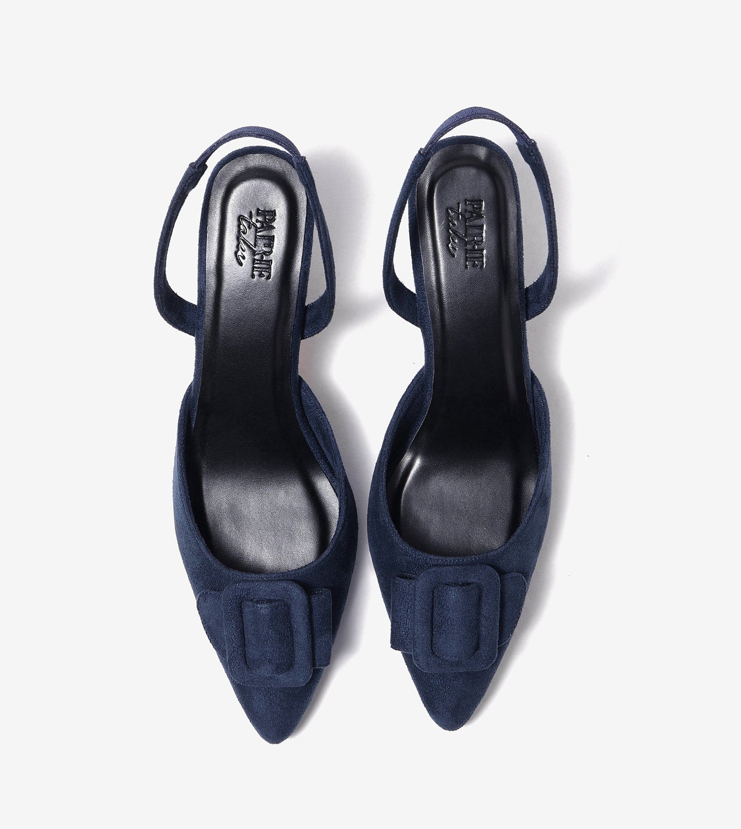 Slingback Pointed Toe buckle detail heels - Navy