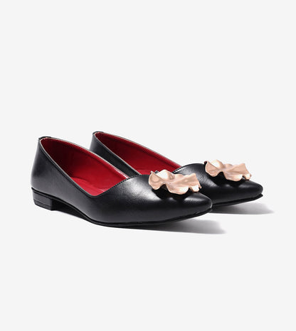 Pointed Toe Ballerinas Flats - Black
