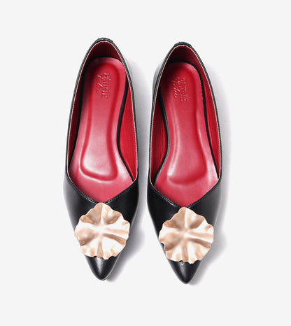 Pointed Toe Ballerinas Flats - Black
