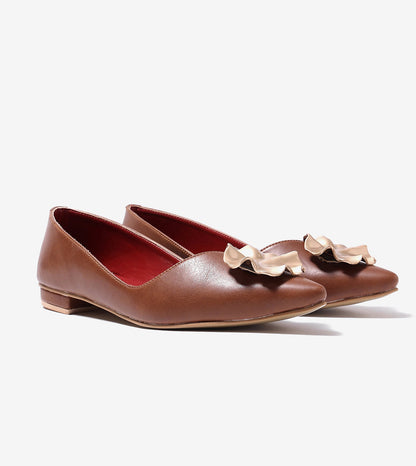 Pointed Toe Ballerinas Flats - Brown