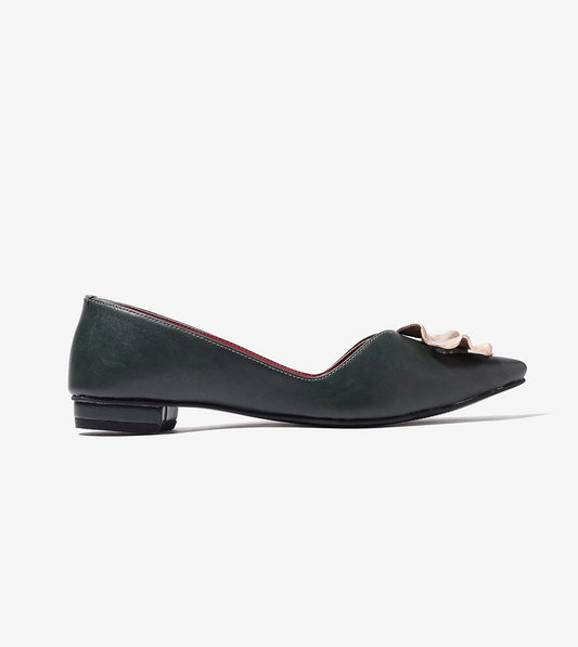 Pointed Toe Ballerinas Flats - Bottle Green