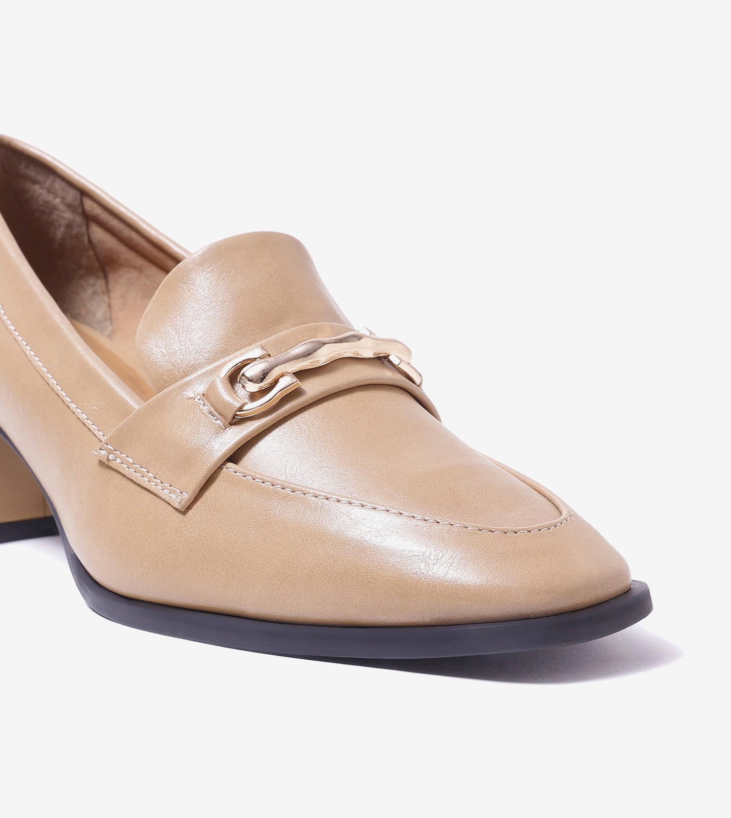 Chain Loafers Heels - Beige