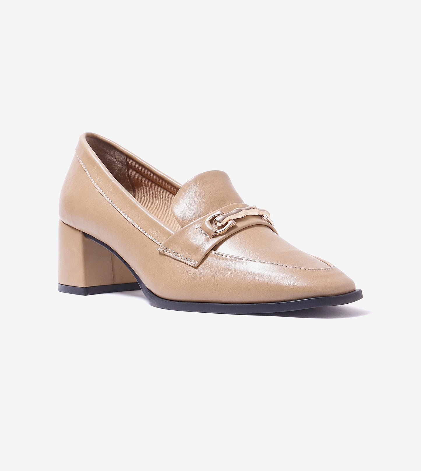Chain Loafers Heels - Beige
