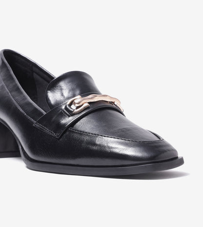 Chain Loafers Heels - Black