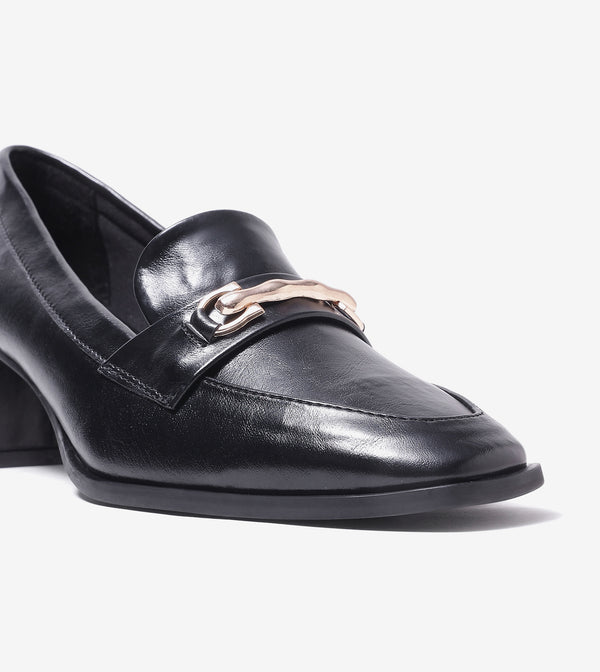 Chain Loafers Heels - Black