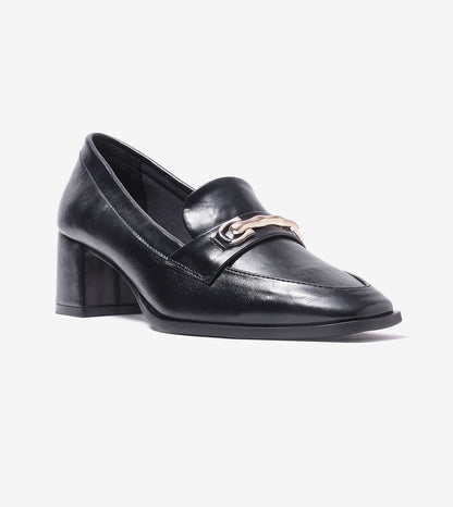Chain Loafers Heels - Black