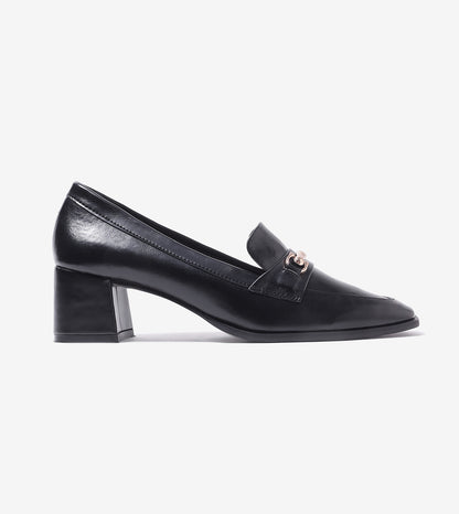 Chain Loafers Heels - Black