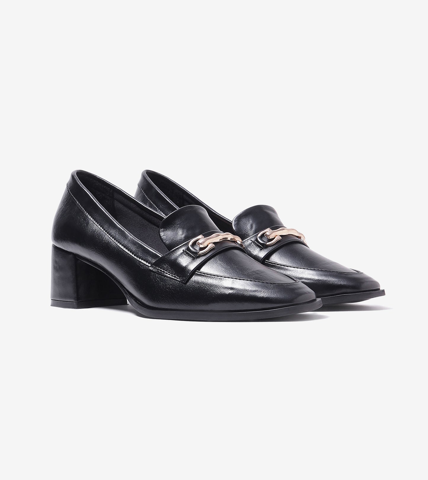Chain Loafers Heels - Black