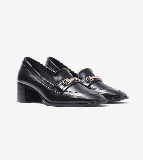 Chain Loafers Heels - Black