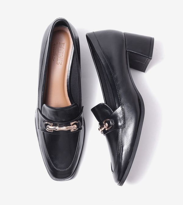 Chain Loafers Heels - Black