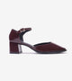 Patent Ankle Strap Block Heels - Wine