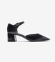 Patent Ankle Strap Block Heels - Black