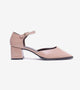 Patent Ankle Strap Block Heels - Nude
