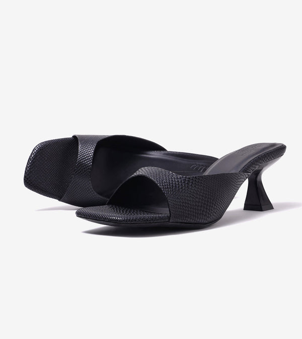 Statement Textured Mules - Black