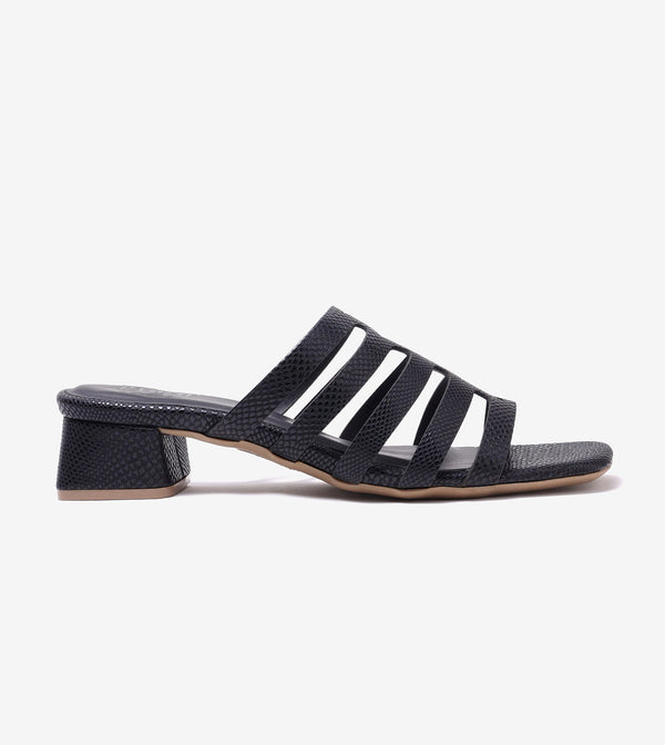 Cutout mule Block Heel - Black