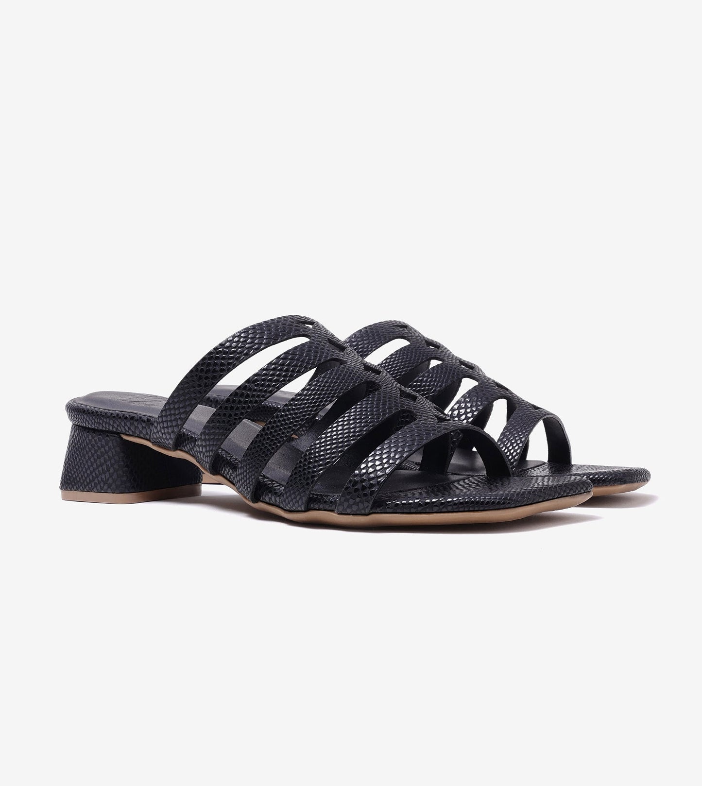 Cutout mule Block Heel - Black