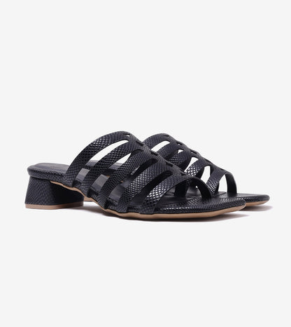 Cutout mule Block Heel - Black