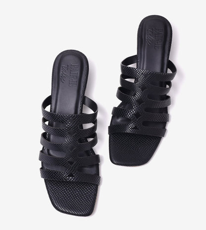 Cutout mule Block Heel - Black