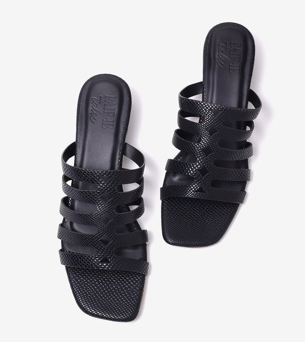 Cutout mule Block Heel - Black