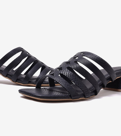 Cutout mule Block Heel - Black