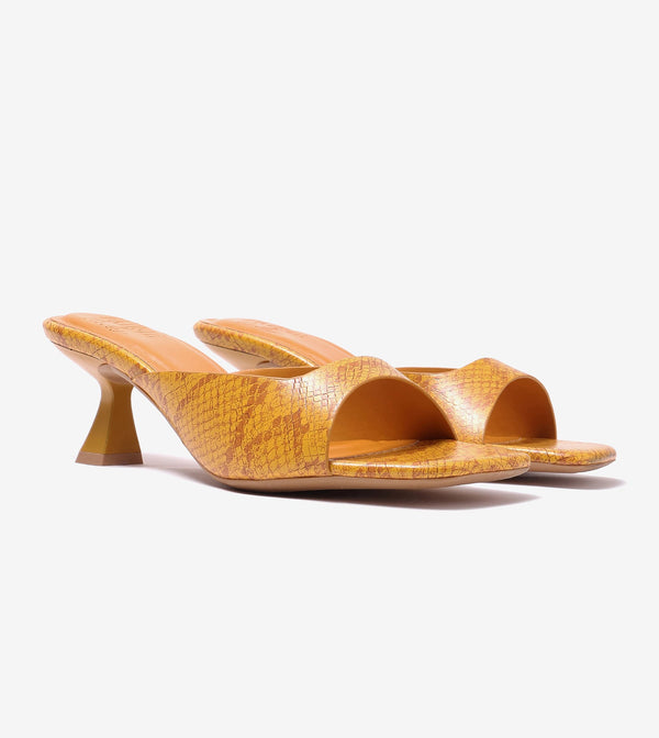 Statement Textured Mules - Mustard