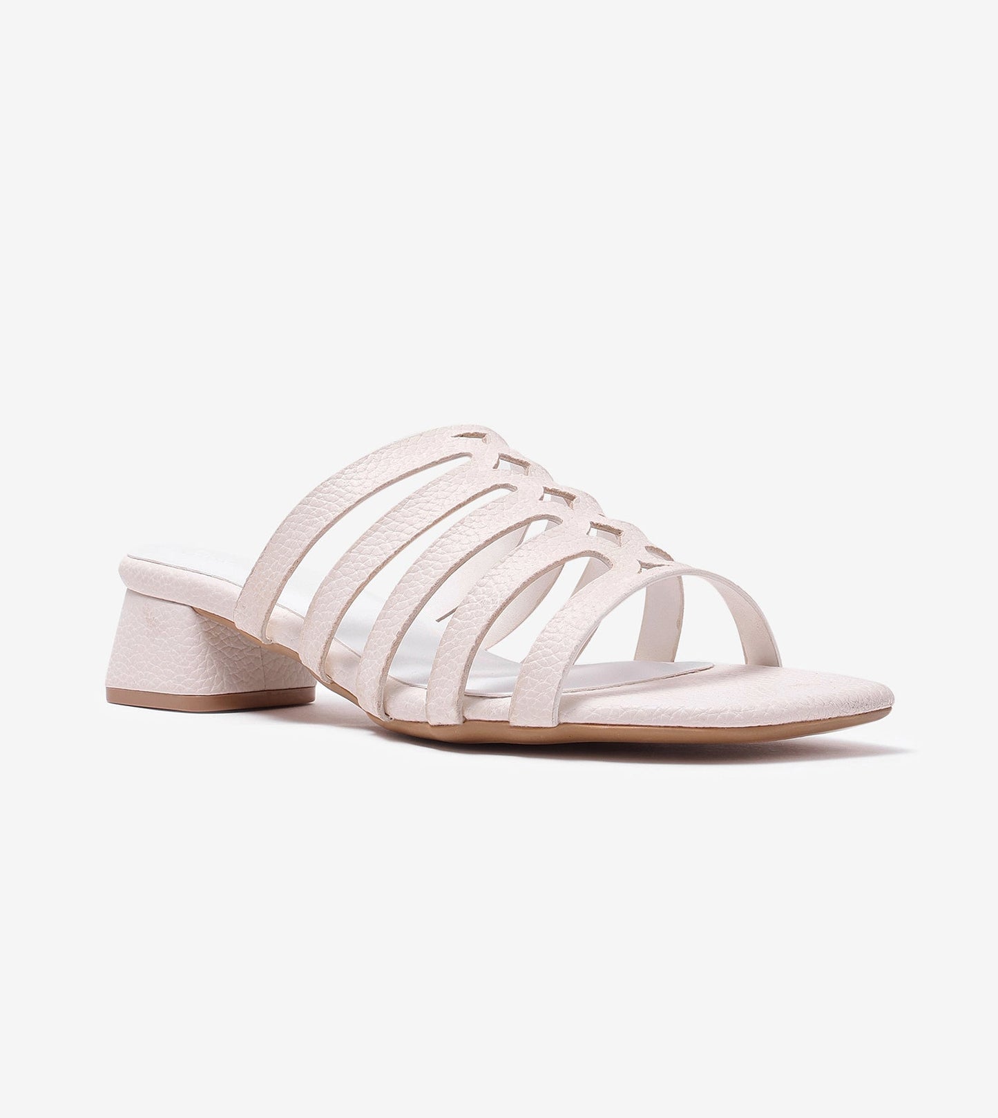 Cutout mule Block Heel - White