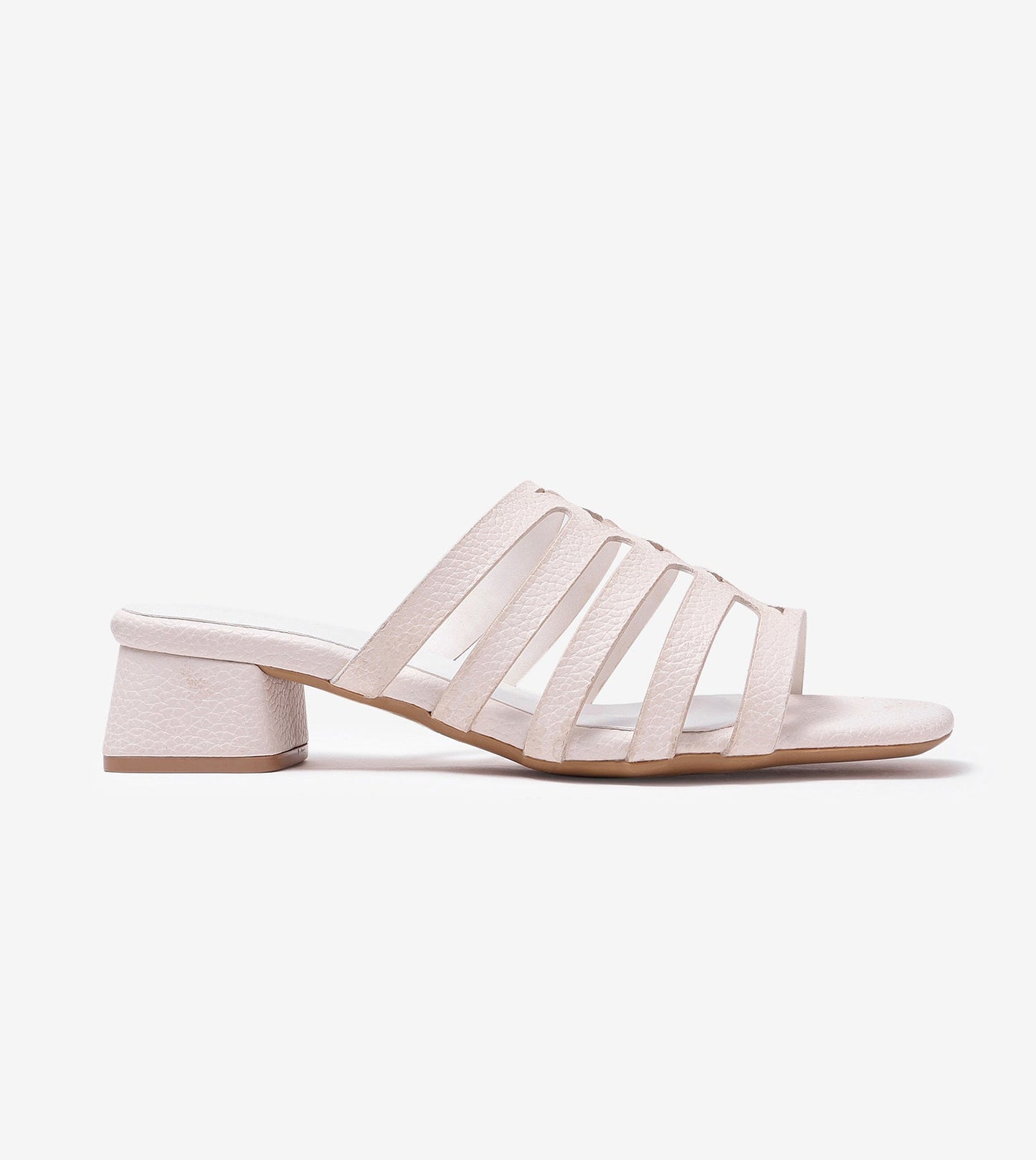 Cutout mule Block Heel - White