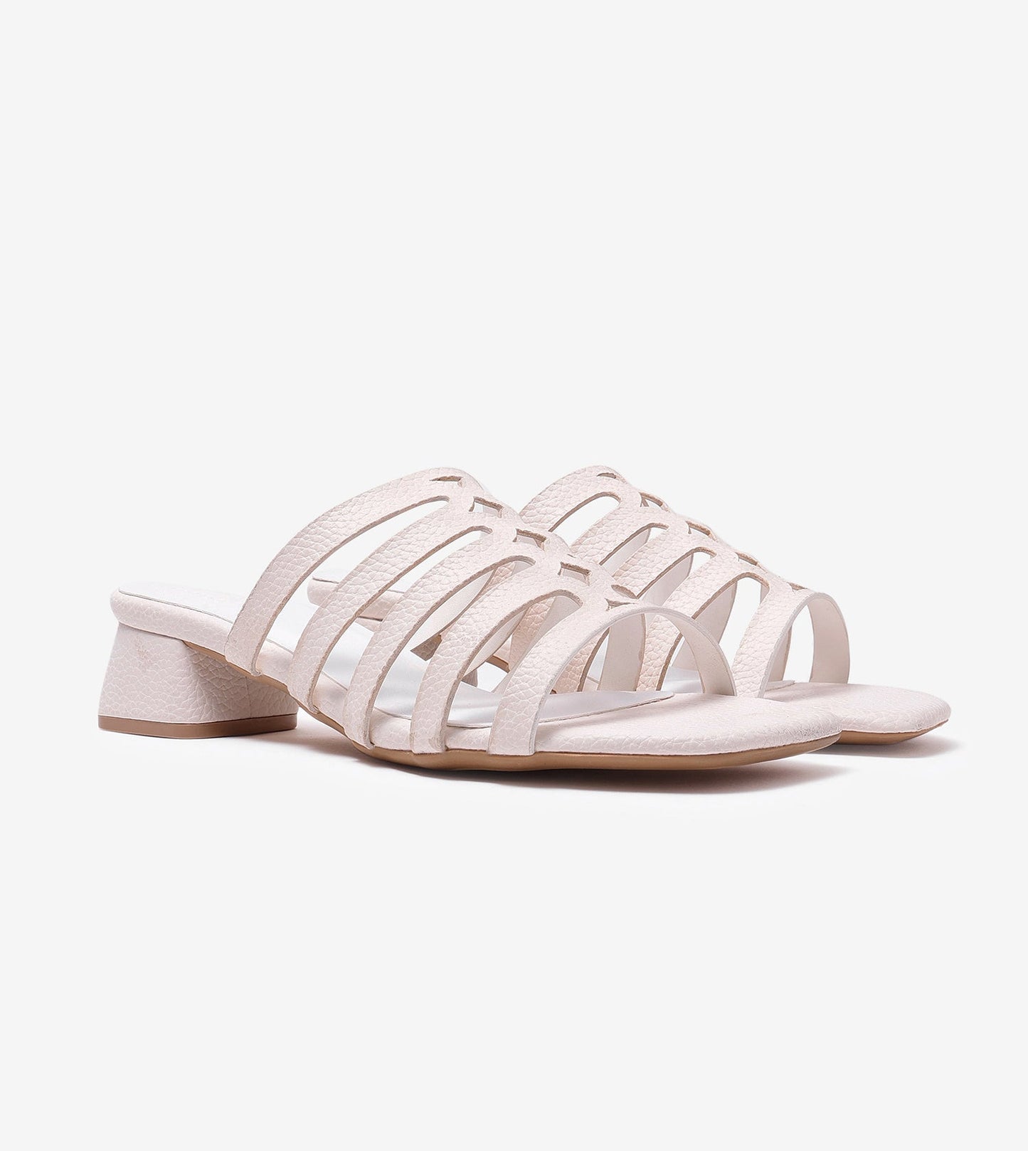 Cutout mule Block Heel - White