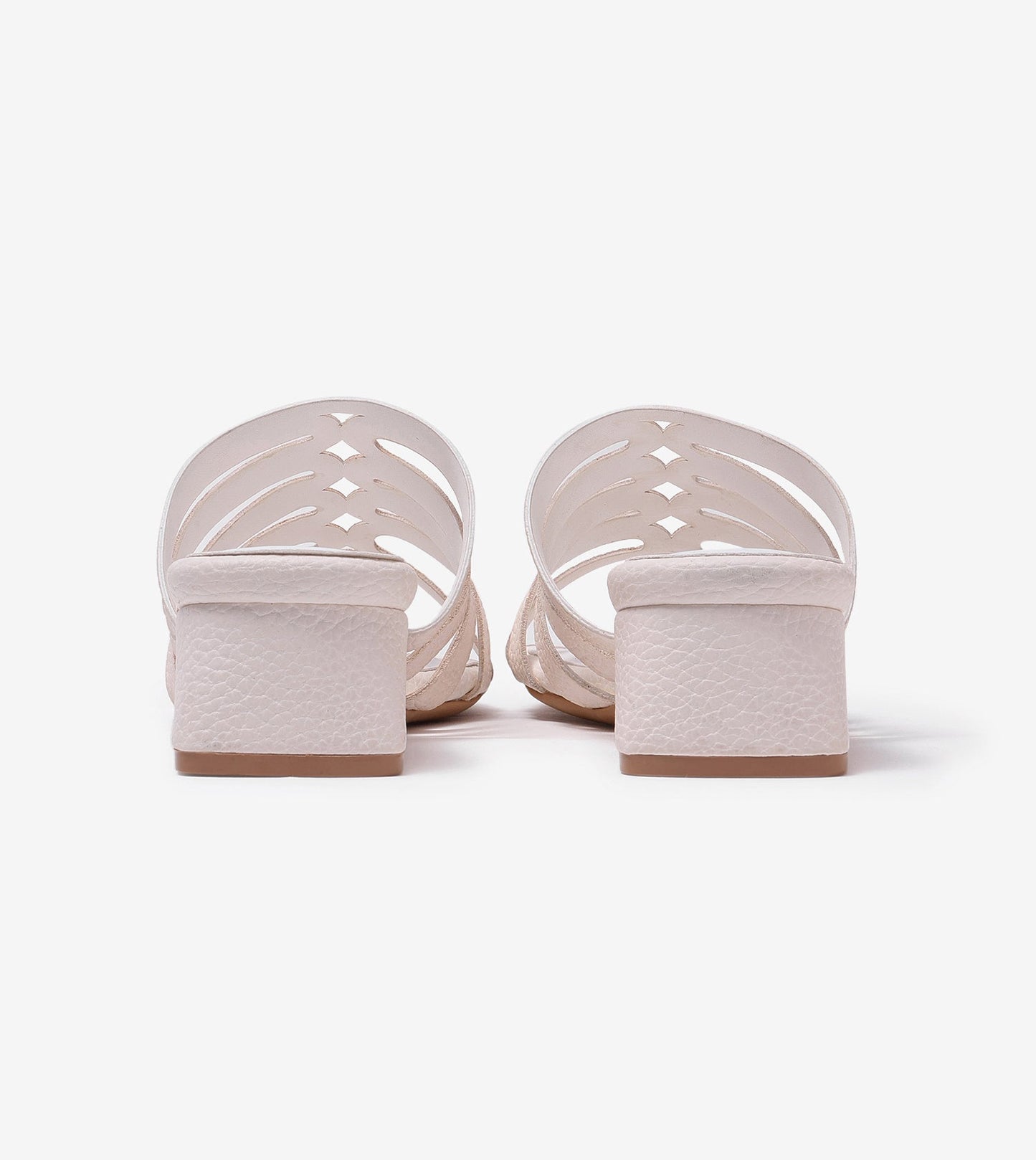 Cutout mule Block Heel - White