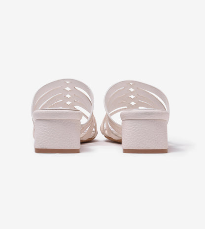 Cutout mule Block Heel - White
