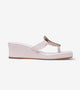 Golden Trim T-Strap Wedges - White