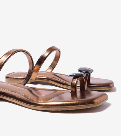 Metallic Toe Ring Flat - Antique Gold