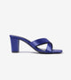 Cross Strap Block Heels - Navy