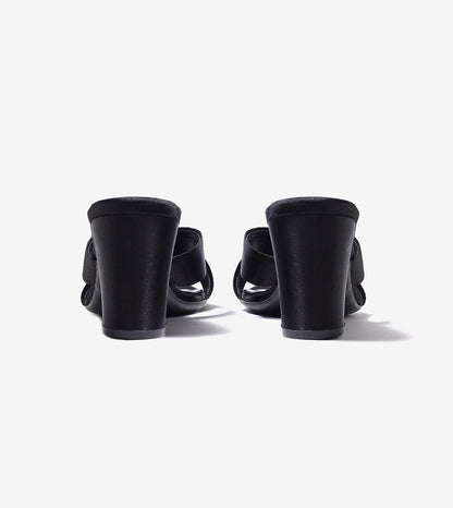 Cross Strap Block Heels - Black
