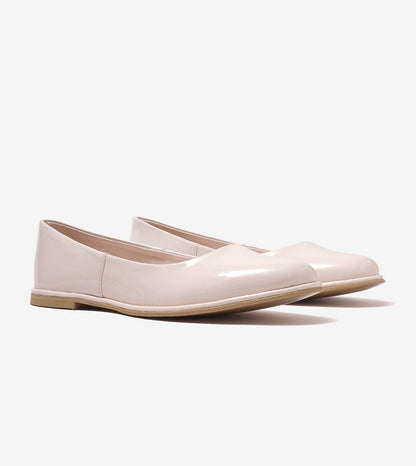 Modern Classic Patent Ballet Flats - Cream