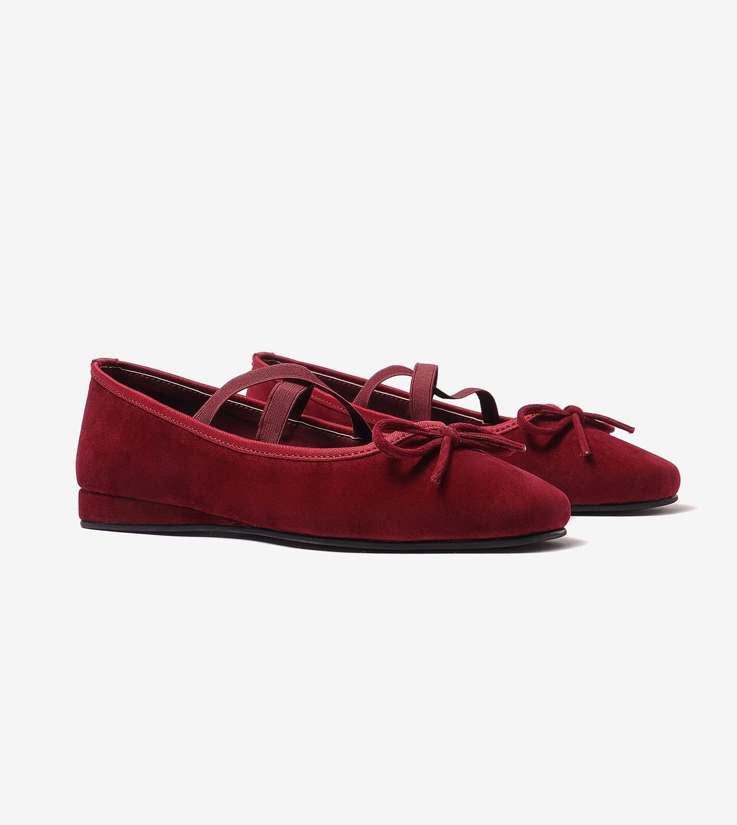 Suede Mary Jane Flats - Wine