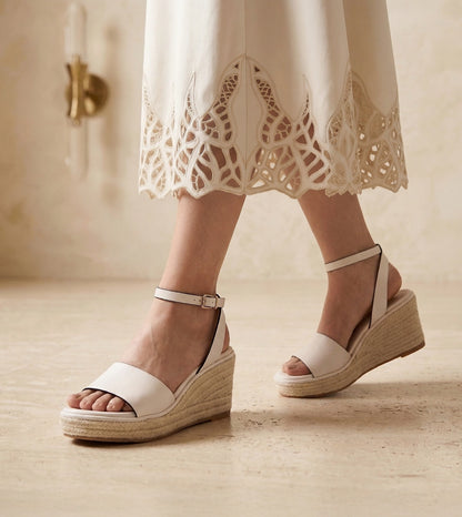 Ankle Strap Espadrille Wedges - White