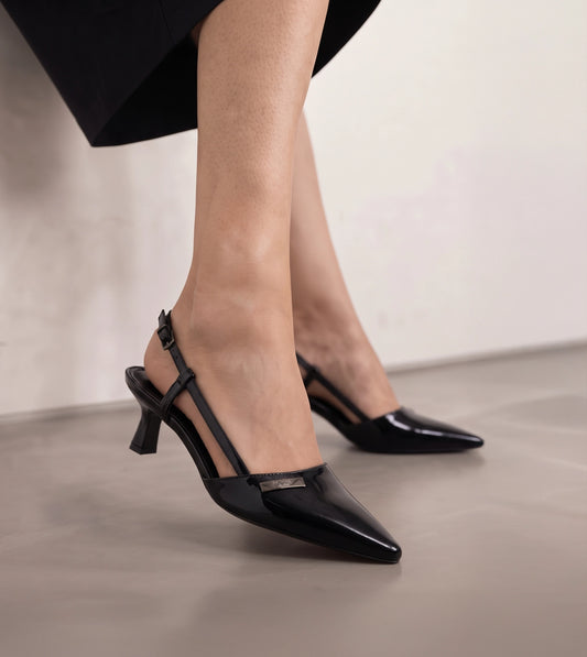 Contour Slingback Heels - Black