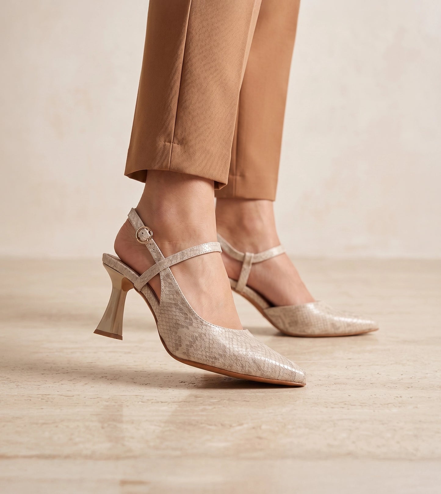 Snake Print Slingbacks - Grey